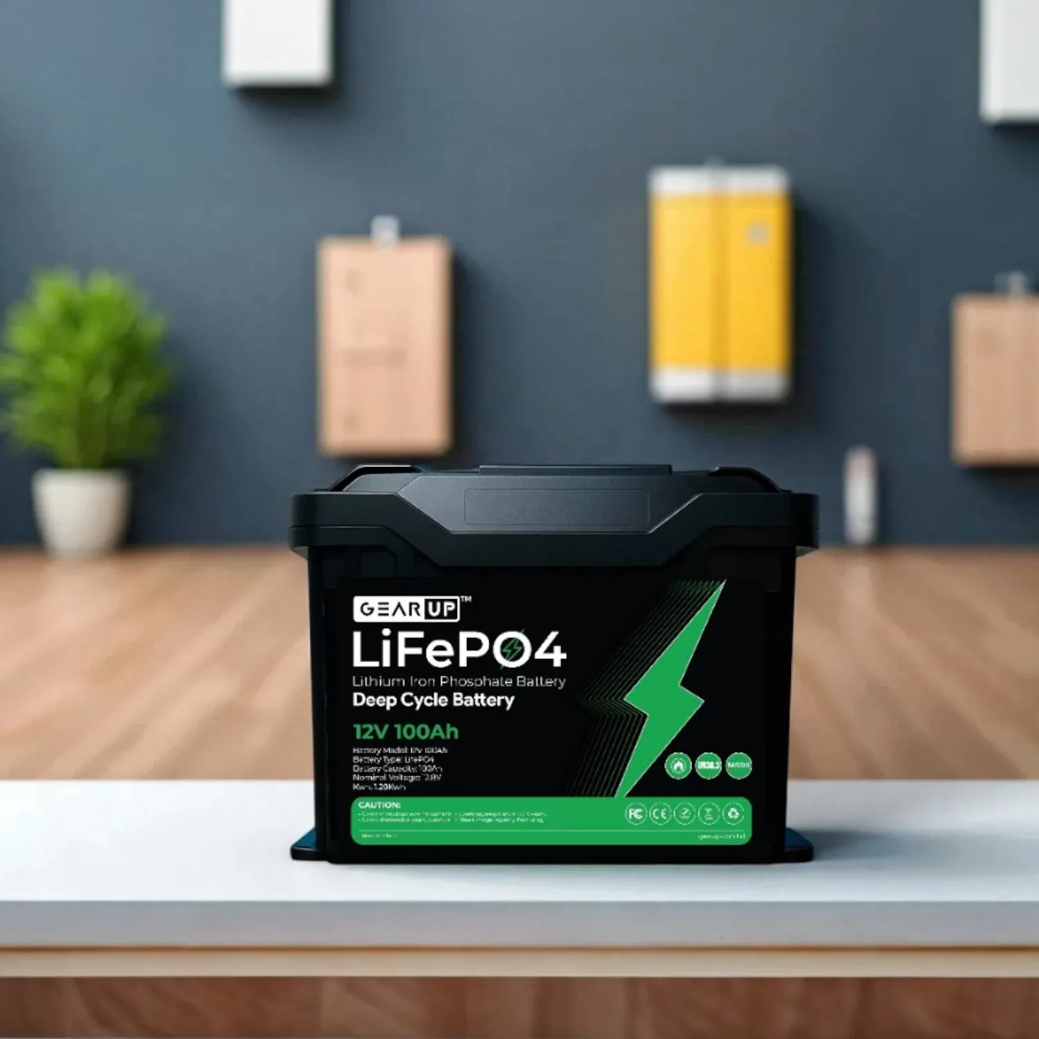 GearUP 12V 100Ah LiFePO4 Lithium Battery 1280Wh | 100A BMS & Bluetooth