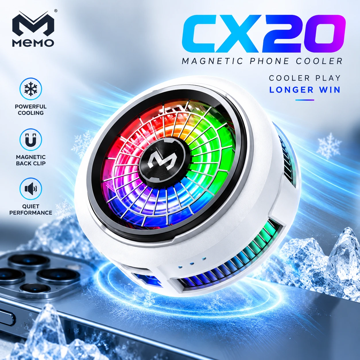 MEMO CX20 RGB Magnetic Phone Cooler | 3-Level Semiconductor Cooling
