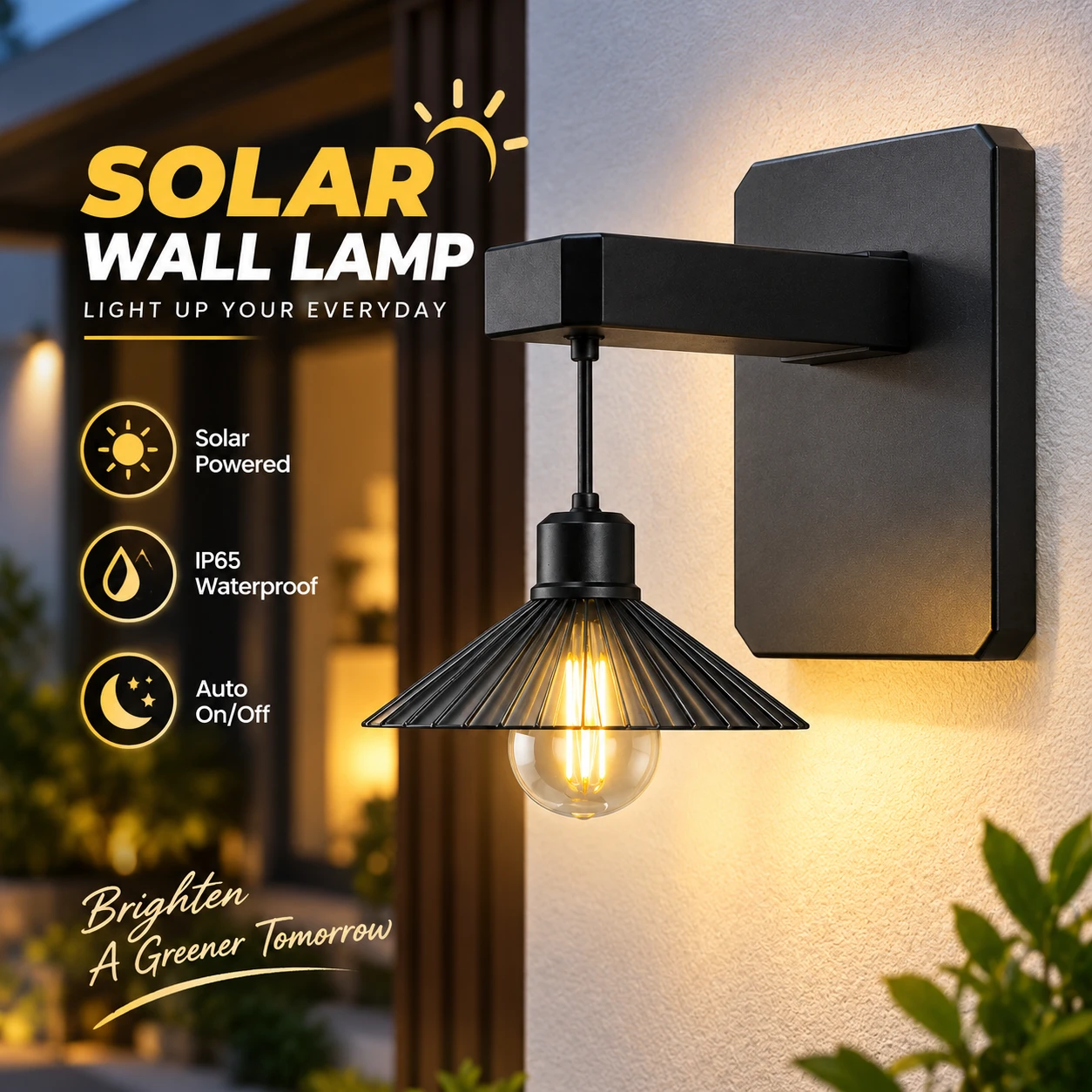 Outdoor Solar Wall Lamp Waterproof | IP65 Warm White Light BD