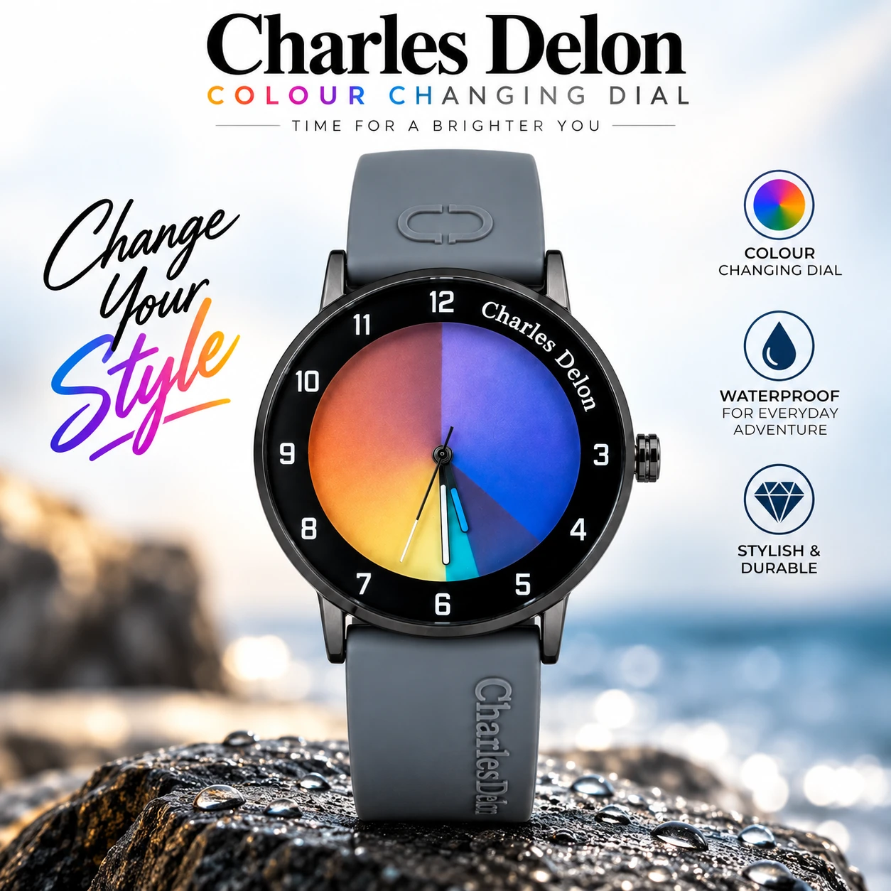 Charles Delon Waterproof Color Changing Ash Watch