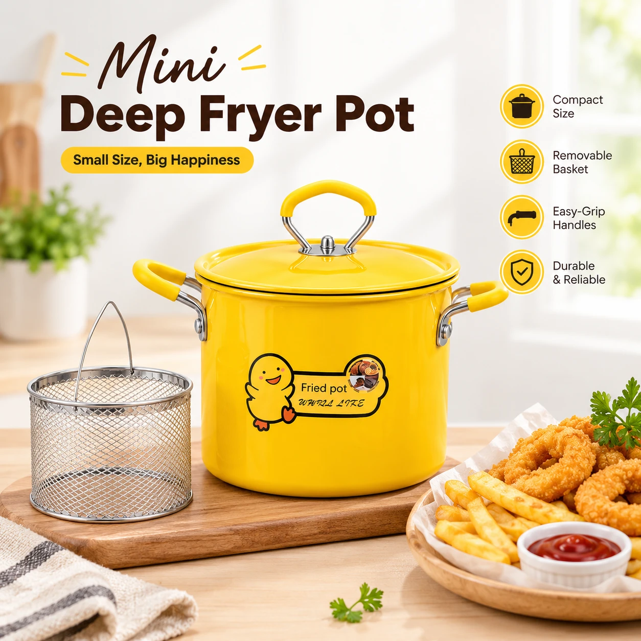 2L Stainless Steel Deep Fryer Pot with Basket
