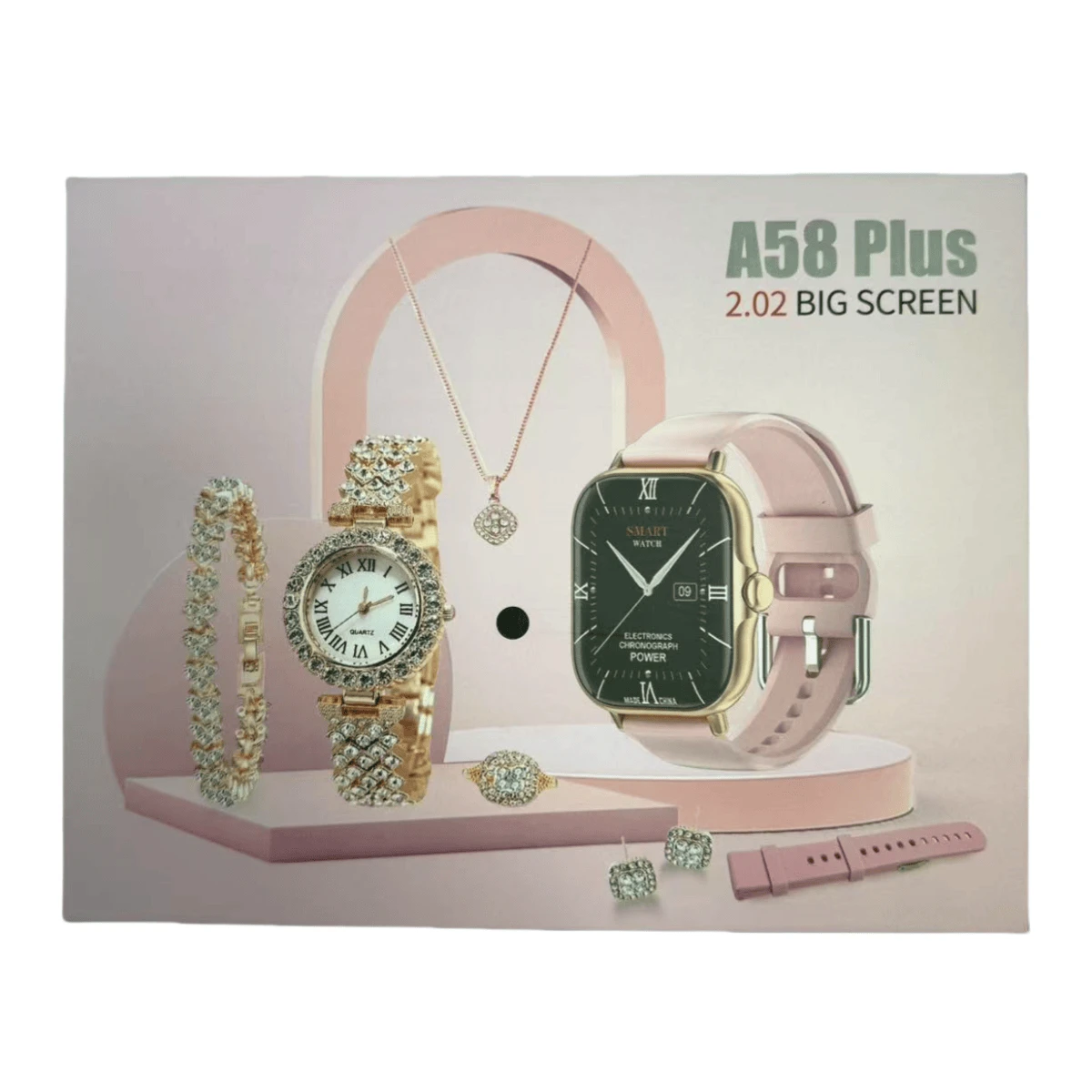 A58 Plus Smartwatch Gift Set For Girls 8 in 1