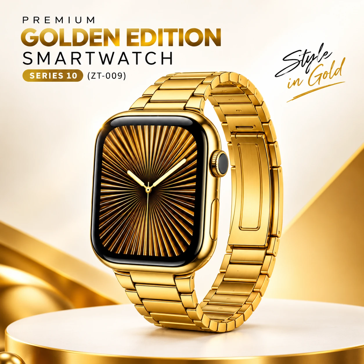 ZT-009 Series 10 Golden Smartwatch 7 in 1 Combo